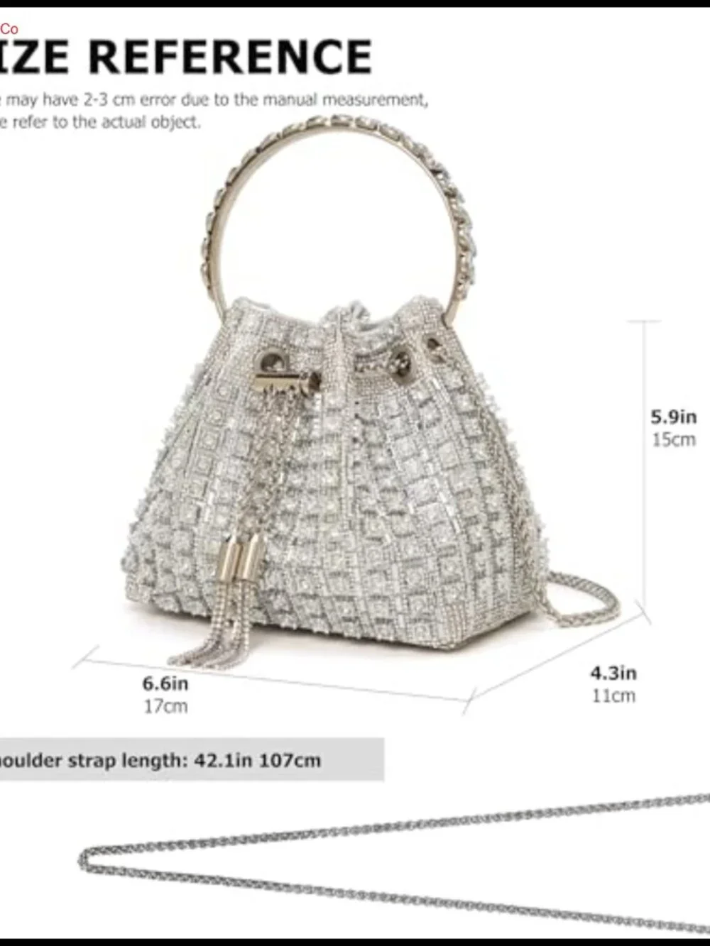 Rhinestone Evening Clutch Purse Detachable Chain Party Bag